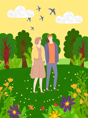 Couple Walking Together  Illustration