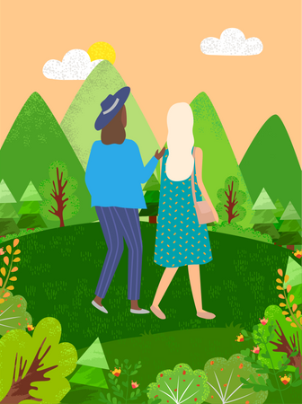 Couple Walking Together  Illustration