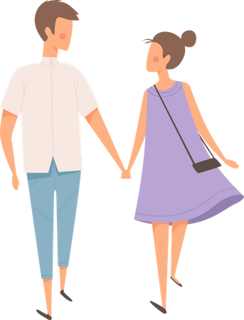 Couple walking together  Illustration