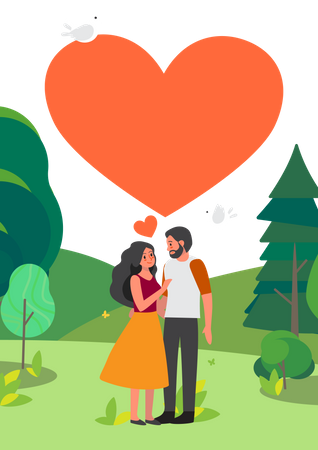 Couple walking together in the park Illustration
