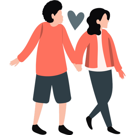 Couple walking while holding hands  Illustration