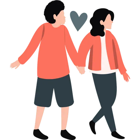 Couple walking while holding hands  Illustration