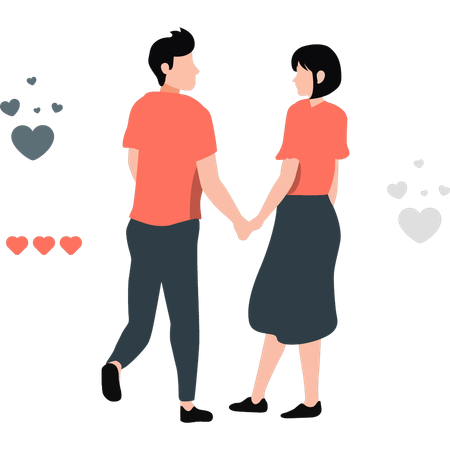 Couple walking while holding hands  Illustration