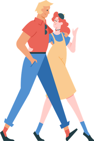 Couple walking with together Illustration