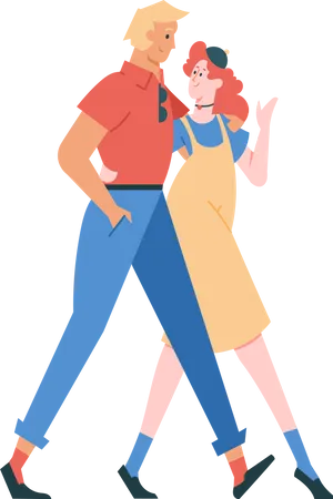 Couple walking with together Illustration