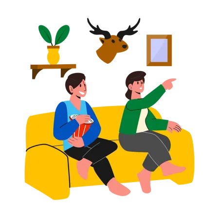 Couple watching movie  Illustration