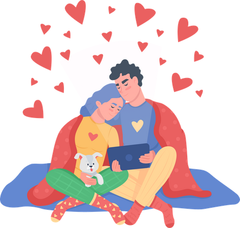 Couple watching movie  Illustration