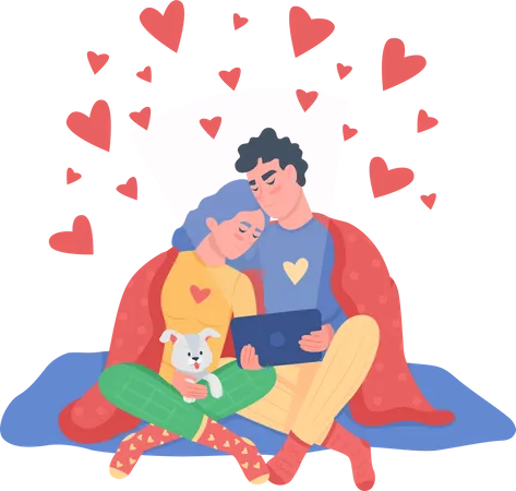 Couple watching movie  Illustration