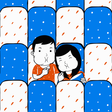 Couple watching movie together Illustration