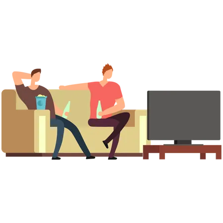 Happy Family At Home Watching Tv Young Couple Resting On Comfortable Couch Vector Set Couple Man And Woman On Sofa Illustration Illustration