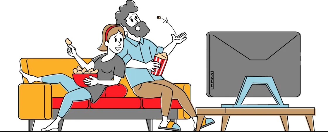 Couple Watching TV  Illustration