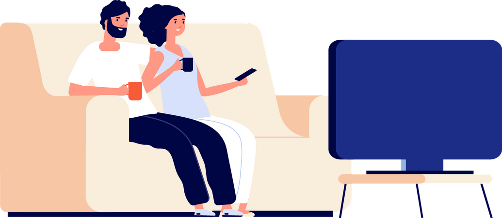 Couple watching tv  Illustration