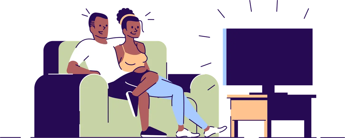 Couple watching TV  Illustration