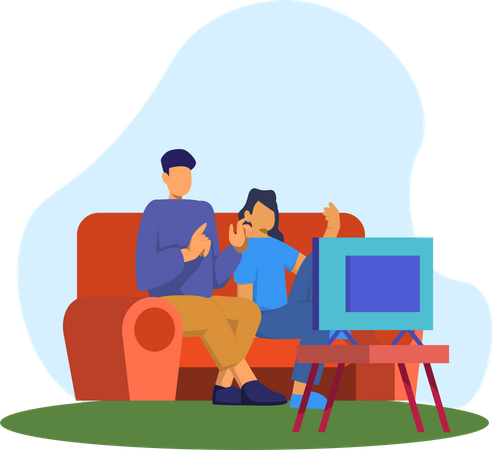 Couple watching tv  Illustration