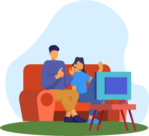 Couple watching tv  Illustration