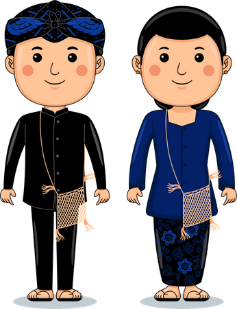 Couple wear Baduy Traditional Cloth  Illustration