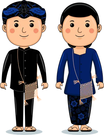 Couple wear Baduy Traditional Cloth  Illustration