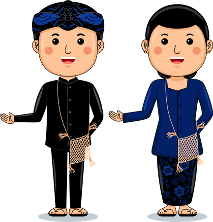 Couple wear Bangka Belitung Traditional Clothes  Illustration