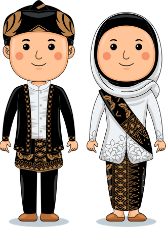 Couple wear Banten Traditional Cloth  Illustration