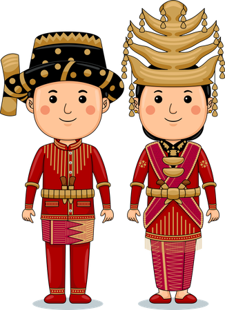 Couple wear Batak Mandailing  Illustration