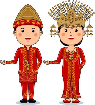 Couple wear Batak Simalungun Illustration