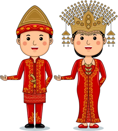 Couple wear Batak Simalungun Illustration