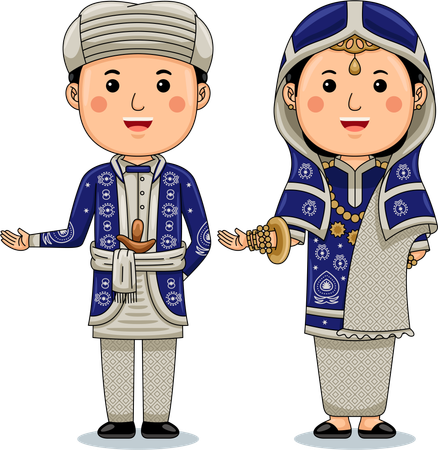 Couple wear Batak Toba  Illustration