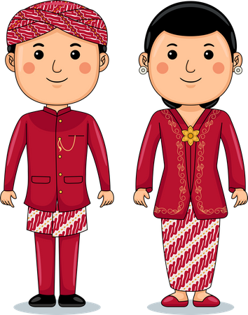 Couple wear Bedahan West Java Traditional Cloth Illustration