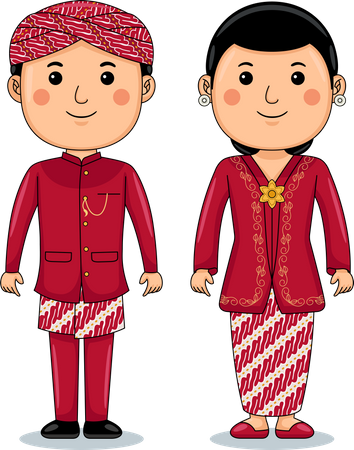 Couple wear Bedahan West Java Traditional Cloth  Illustration