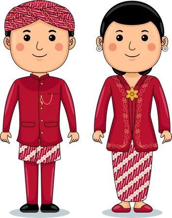 Couple wear Bedahan West Java Traditional Cloth  Illustration