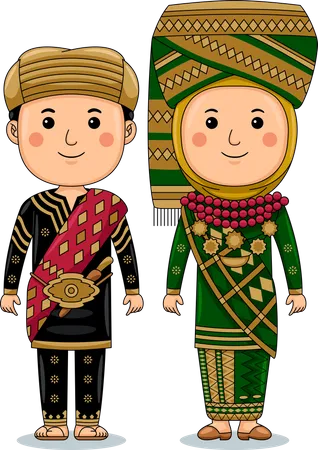 Couple wear Bundo Kanduang  Illustration