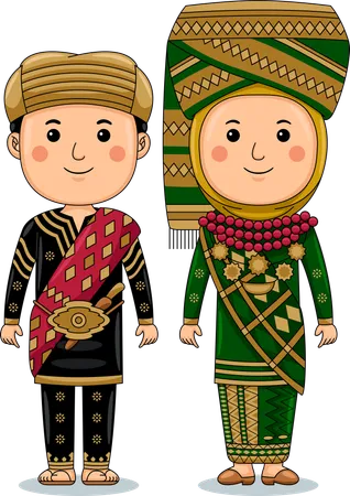 Couple wear Bundo Kanduang  Illustration