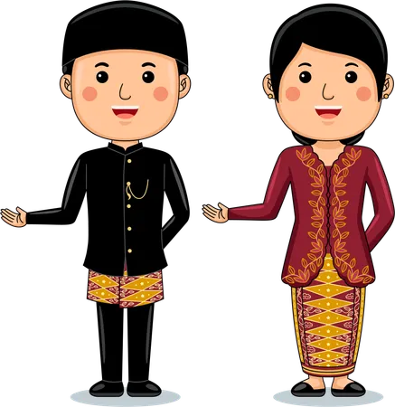 Couple wear Bundo Kanduang  Illustration