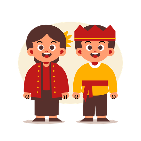 Couple Wear Indonesian Traditional Clothes of North Sulawesi  Illustration