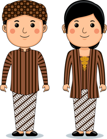 Couple wear Yogyakarta Traditional Cloth Illustration
