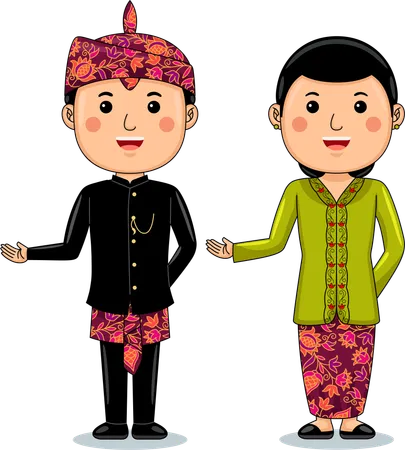 Couple wear Nias Clothes  Illustration