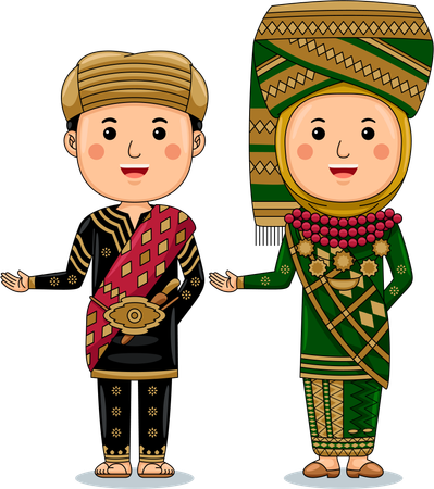 Couple wear Nias Clothes  Illustration