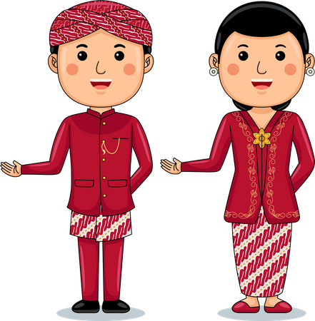 Couple wear Riau Sumatra Traditional Clothes  Illustration