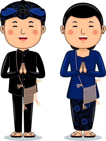 Couple wear Traditional Cloth greetings welcome to Baduy  Illustration