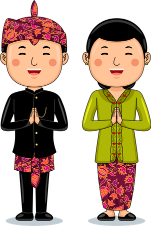 Couple wear Traditional Cloth greetings welcome to Madura  Illustration