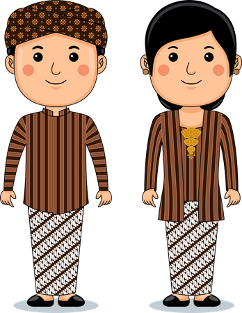 Couple wear Yogyakarta Traditional Cloth  Illustration