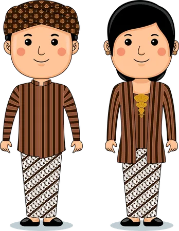 Couple wear Yogyakarta Traditional Cloth  Illustration