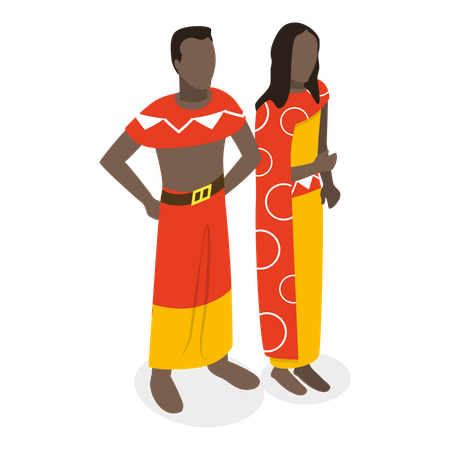 Couple wearing african outfit  イラスト