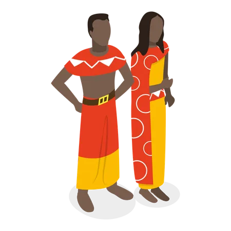 Couple wearing african outfit  イラスト