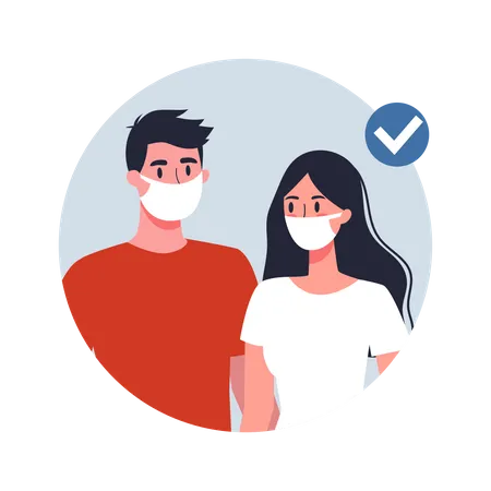 Man And Woman Wearing A Face Mask And Avoiding Infected People Virus Prevention And Protection Coronovirus Alert Isolated Vector Illustration In Cartoon Style Illustration
