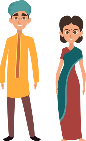 Couple wearing indian dress Illustration