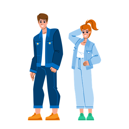 Couple wearing jeans  Illustration