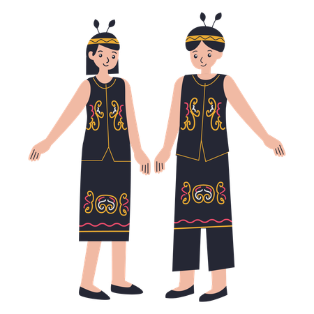 Couple wearing Kalimantan Utara  Illustration