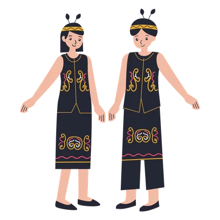 Couple wearing Kalimantan Utara  Illustration