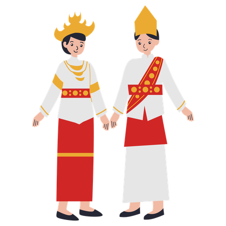 Couple wearing Lampung  Illustration